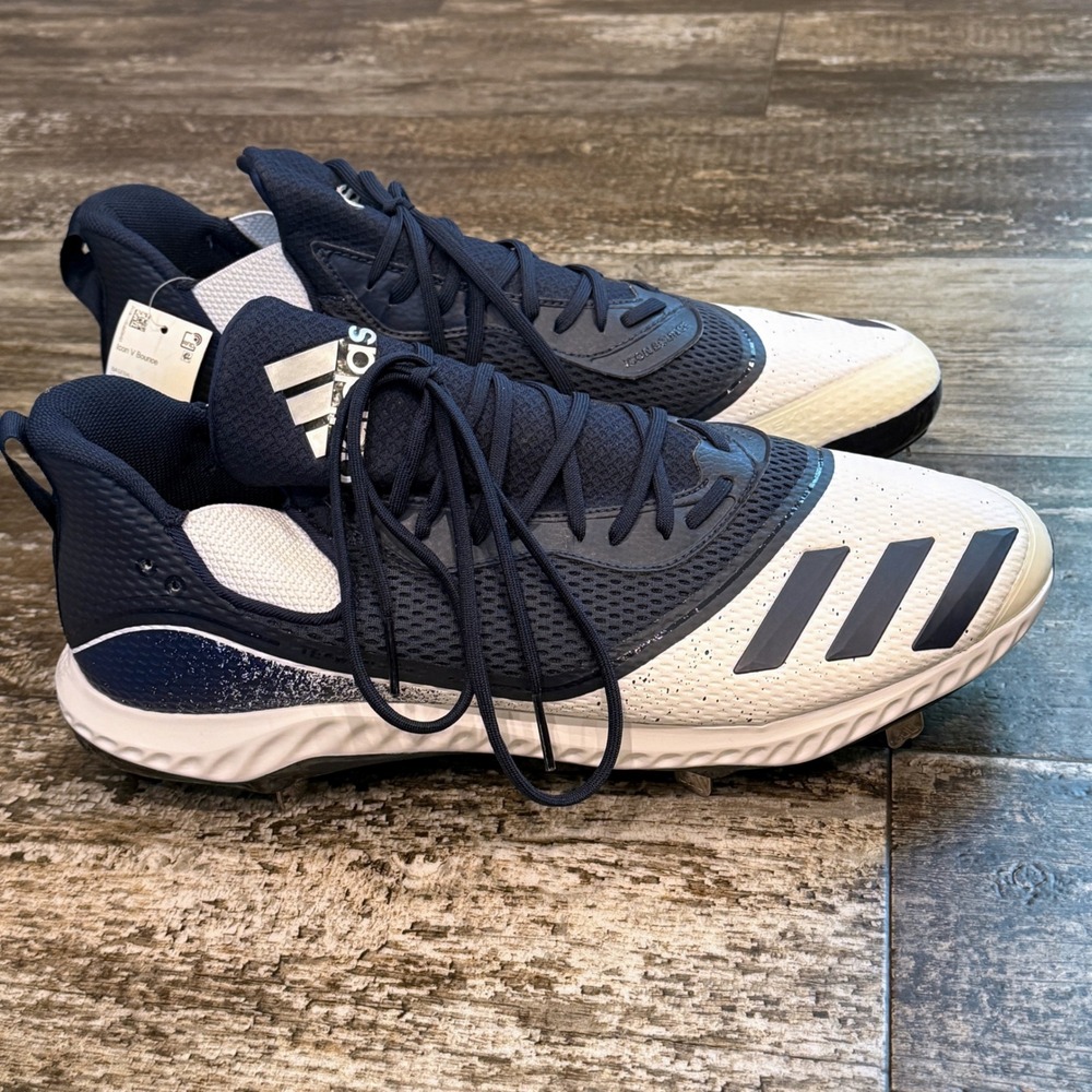 Adidas Icon V Bounce Baseball Cleats Navy White Mens Size 17  Lace Up Sports NEW